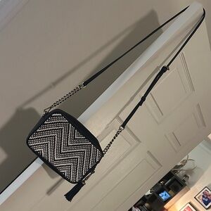 MICHAEL KORS Ginny Medium Woven Navy/White Leather Lux Nautical Crossbody